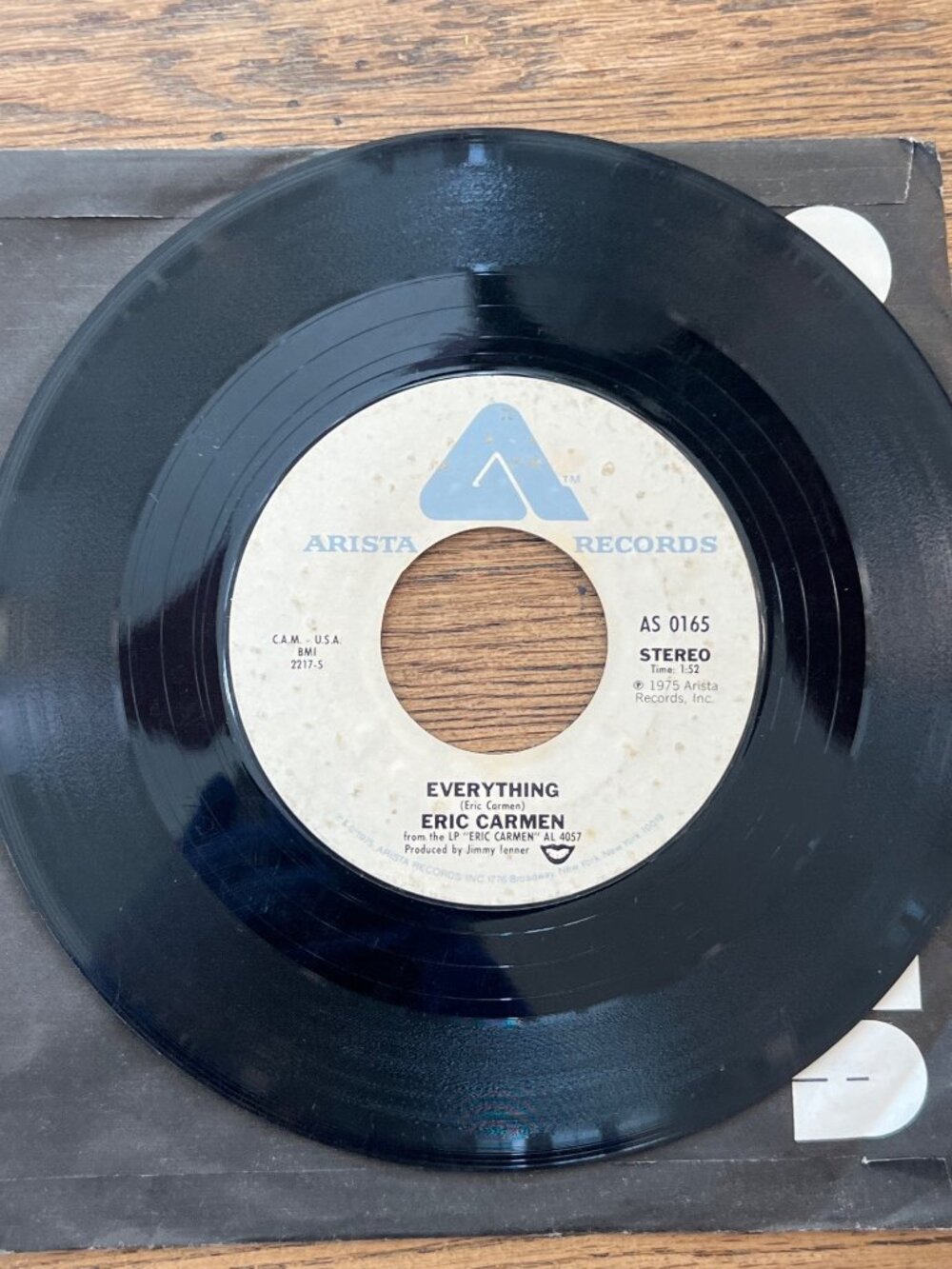 Eric Carmen All By Myself/Everything Arista Records AS 0165 Stereo 45 RPM 1975 U